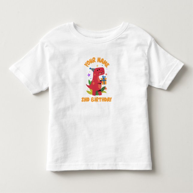 Camiseta De Bebé Cumpleaños dinosaurio 2 años (Anverso)