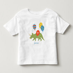 Camiseta De Bebé Cumpleaños Dinosaurio Triceratops Nombre Personali