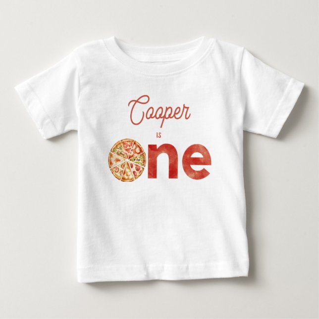 Camiseta De Bebé Cumpleaños divertido con porción de pizza roja vin (Anverso)
