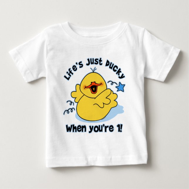 Camiseta De Bebé Cumpleaños Ducky de la vida el 1r (Anverso)