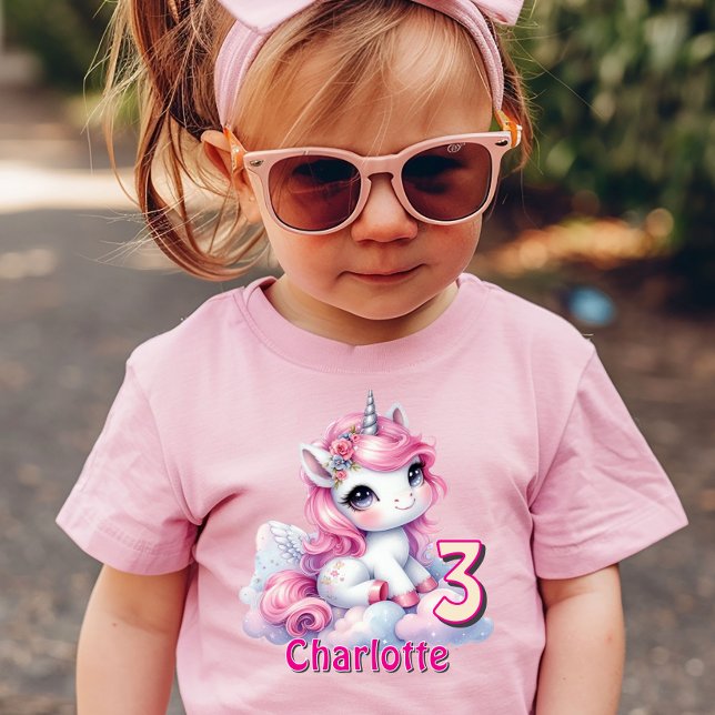 Camiseta De Bebé Cumpleaños edad rosa unicornio soñador  (Subido por el creador)