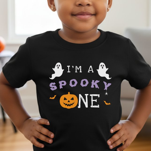 Camiseta De Bebé Cumpleaños espeluznante 1er Cumpleaños de Hallowee (Halloween 1st Birthday Spooky One Ghost T-Shirt
)