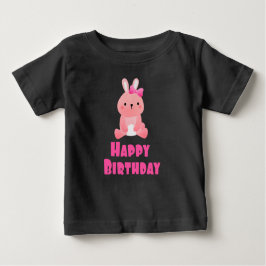 Camiseta De Bebé Cumpleaños Feliz Conejo Rosa