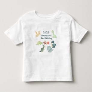 Camiseta De Bebé Cumpleaños Feliz Cumple Dinosaurio Acuarela