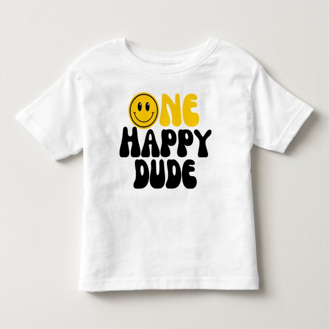 Camiseta De Bebé Cumpleaños Feliz del Primer Chico Feliz (Anverso)