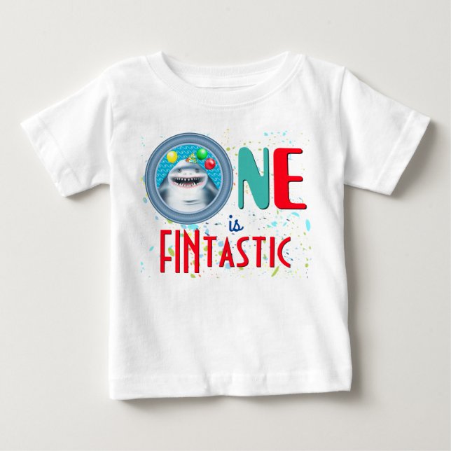 Camiseta De Bebé Cumpleaños Fintástico del Tiburón (Anverso)