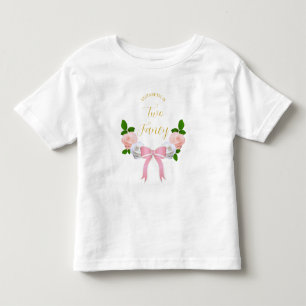 Camiseta De Bebé Cumpleaños floral con dos lazos elegantes