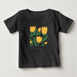Camiseta De Bebé Cumpleaños Floral Escandinavo Personalizado