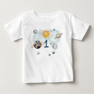 Camiseta De Bebé Cumpleaños Galaxia Espacio Exterior Sol Luna Estre