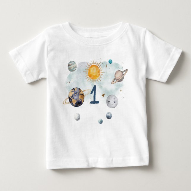 Camiseta De Bebé Cumpleaños Galaxia Espacio Exterior Sol Luna Estre (Anverso)
