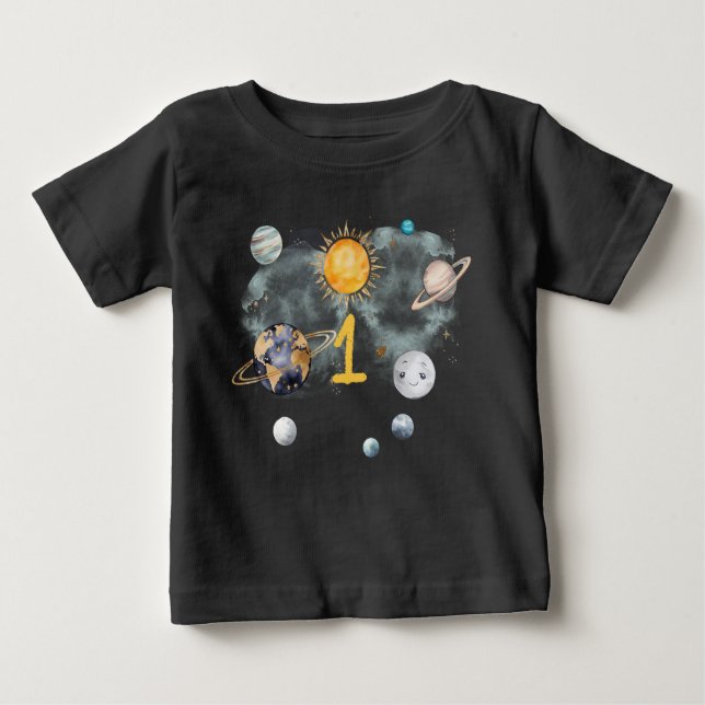 Camiseta De Bebé Cumpleaños Galaxia Espacio Exterior Sol Luna Estre (Anverso)