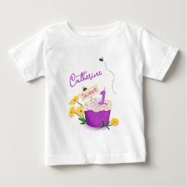Camiseta De Bebé Cumpleaños Gráfico Pastel Floral Amarillo Púrpura 