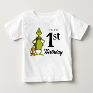 Camiseta De Bebé Cumpleaños Grinch Pizarra Primero