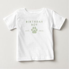 Camiseta De Bebé Cumpleaños infantil verde de estampado de cuadros