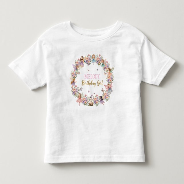 Camiseta De Bebé Cumpleaños jardín de hadas de flores caprichosas (Anverso)