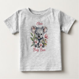 Camiseta De Bebé Cumpleaños Koala Acuarela Rosa