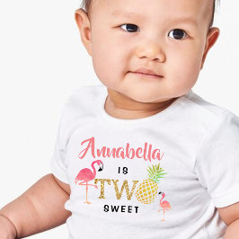Camiseta De Bebé Cumpleaños Luau de verano tropical chicas 2do cump