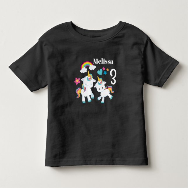 Camiseta De Bebé Cumpleaños Mágico Arcoíris Unicornios Bailarines (Anverso)