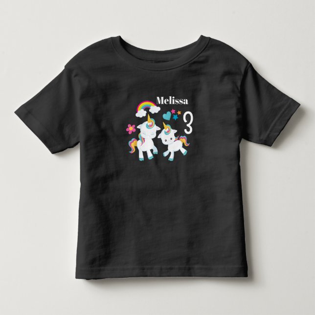 Camiseta De Bebé Cumpleaños Mágico Arcoíris Unicornios Bailarines L (Anverso)