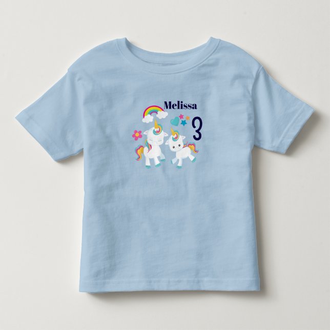 Camiseta De Bebé Cumpleaños Mágico Arcoíris Unicornios Bailarines L (Anverso)