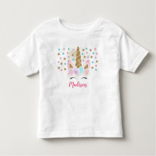 Camiseta De Bebé Cumpleaños mágico de oro y rosa de unicornio