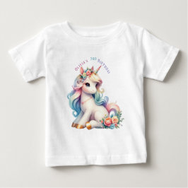 Camiseta De Bebé Cumpleaños Mágico de Unicornio Arcoíris