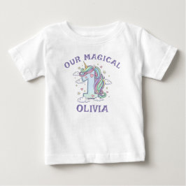 Camiseta De Bebé Cumpleaños Mágico Unicornio Pastel Primero