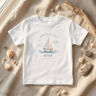Camiseta De Bebé Cumpleaños Minimalista Náutico de Velero Costero 
