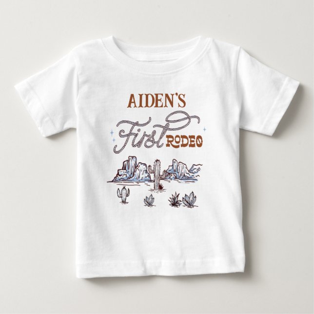 Camiseta De Bebé Cumpleaños Moderno del Primer Rodeo del Desierto A (Anverso)