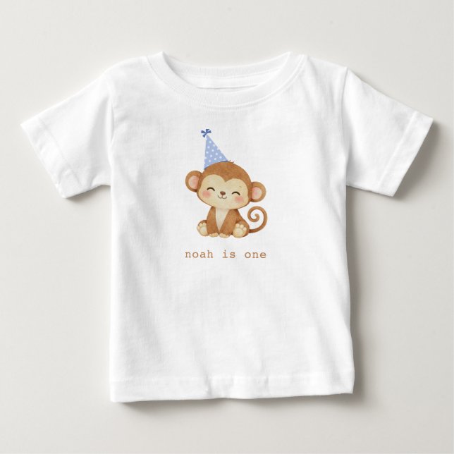 Camiseta De Bebé Cumpleaños mono de 1 año  (Anverso)