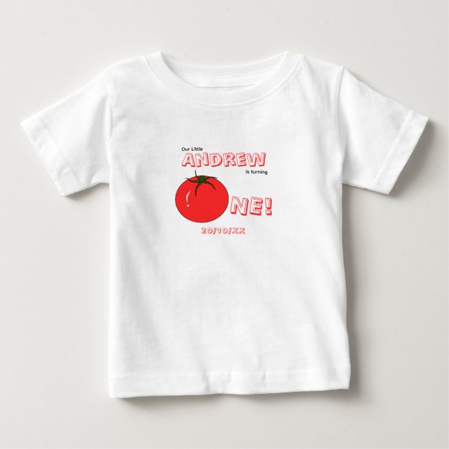 Camiseta De Bebé Cumpleaños neutral de género de Tomate Lindo 1er (Anverso)