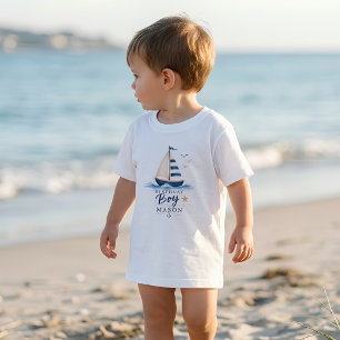 Camiseta De Bebé Cumpleaños Niño Barco de Vela Náutico