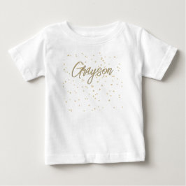 Camiseta De Bebé Cumpleaños Niño Brillante Oro Nombre Niño