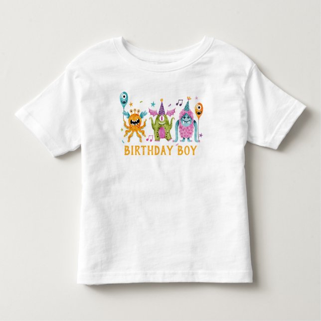 Camiseta De Bebé Cumpleaños Niño Monstruo Lindo (Anverso)