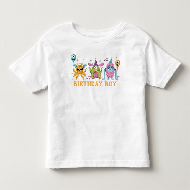 Camiseta De Bebé Cumpleaños Niño Monstruo Pequeño y Lindo (Anverso)