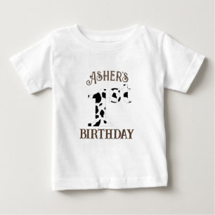 Camiseta De Bebé Cumpleaños número 1 con estampado de vaca marrón