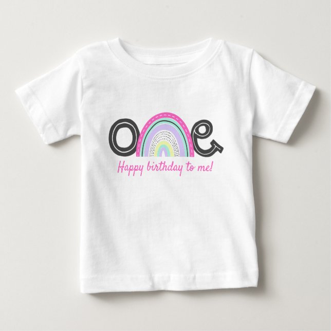 Camiseta De Bebé Cumpleaños número 1 de Rad Rainbow Girl Monísimo O (Anverso)