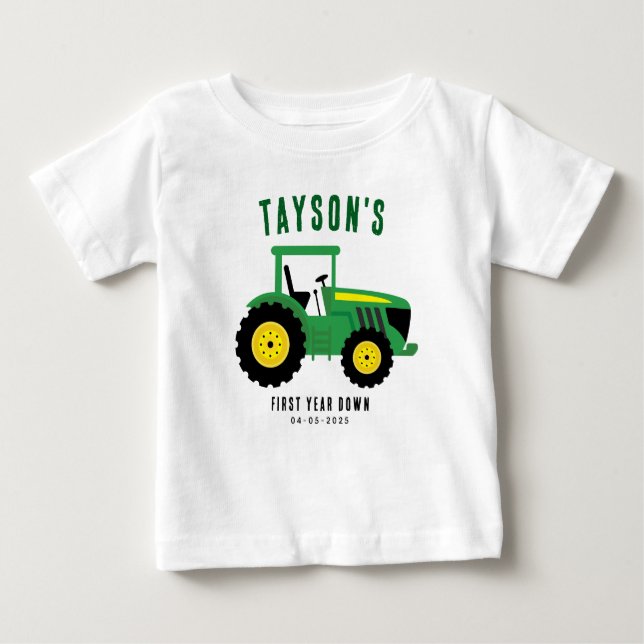 Camiseta De Bebé Cumpleaños número 1 de Star tu Tractor | Tema de g (Anverso)