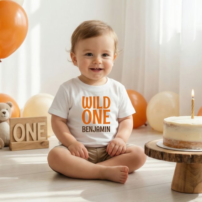 Camiseta De Bebé Cumpleaños número 1 de Wild One Nombre (Subido por el creador)