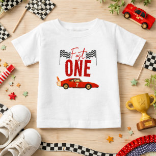 Camiseta De Bebé Cumpleaños número 1 del Niño del Auto de Carreras 