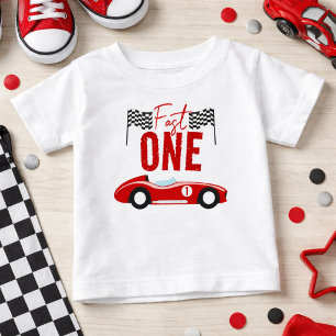 Camiseta De Bebé Cumpleaños número 1 del Niño del Auto de Carreras