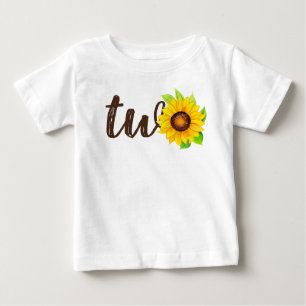 Camiseta De Bebé Cumpleaños número 2 de girasoles Dos linda fiesta 