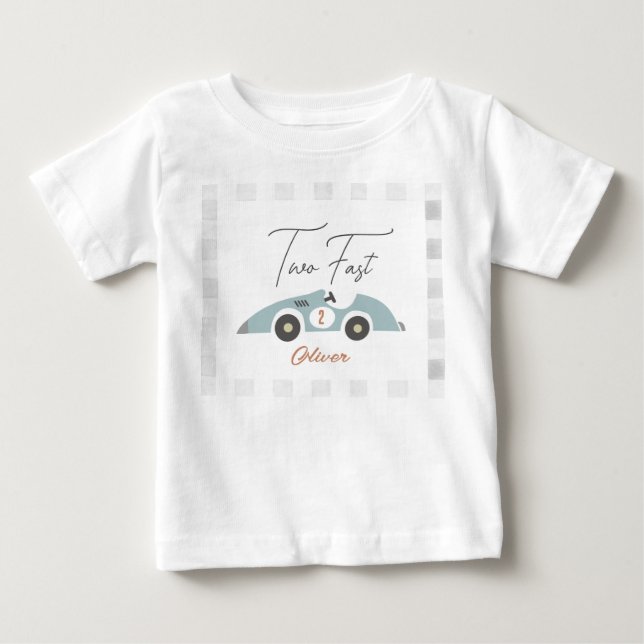 Camiseta De Bebé Cumpleaños número 2 de niño con dos coches de carr (Anverso)