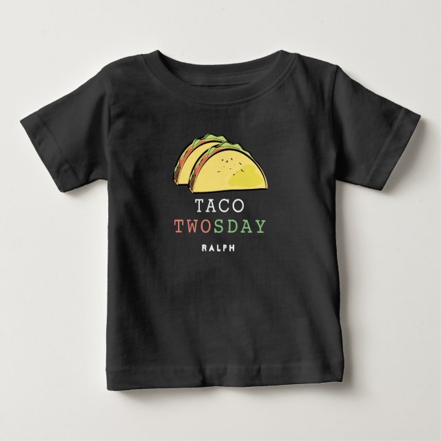 Camiseta De Bebé Cumpleaños número 2 del niño en Taco Twosday marte (Anverso)