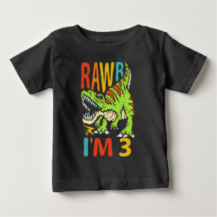 Camiseta De Bebé Cumpleaños número 3 Dinosaurio T Rex Rugido Soy 3 