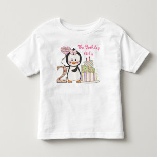 Camiseta De Bebé Cumpleaños número dos de Penguin Cutie Girl