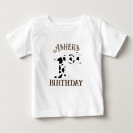 Camiseta De Bebé Cumpleaños número uno con estampado de vaca marrón