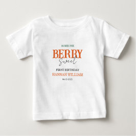 Camiseta De Bebé Cumpleaños número uno de Fresa Dulce de Bayberry