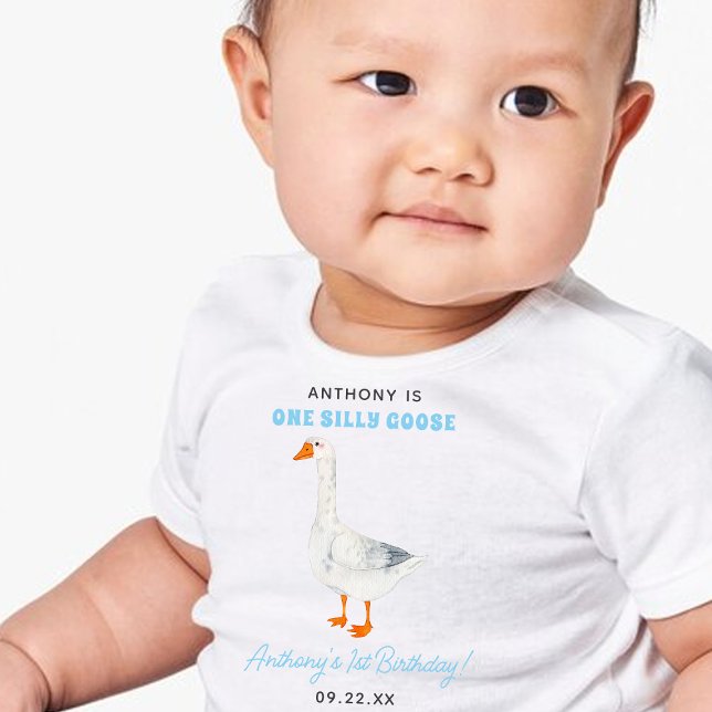 Camiseta De Bebé Cumpleaños número uno de One Silly Goose Boys (Subido por el creador)
