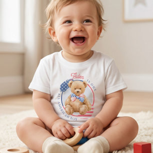 Camiseta De Bebé Cumpleaños número uno de un niño totalmente americ